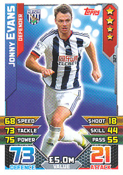 Jonny Evans West Bromwich Albion 2015/16 Topps Match Attax #327